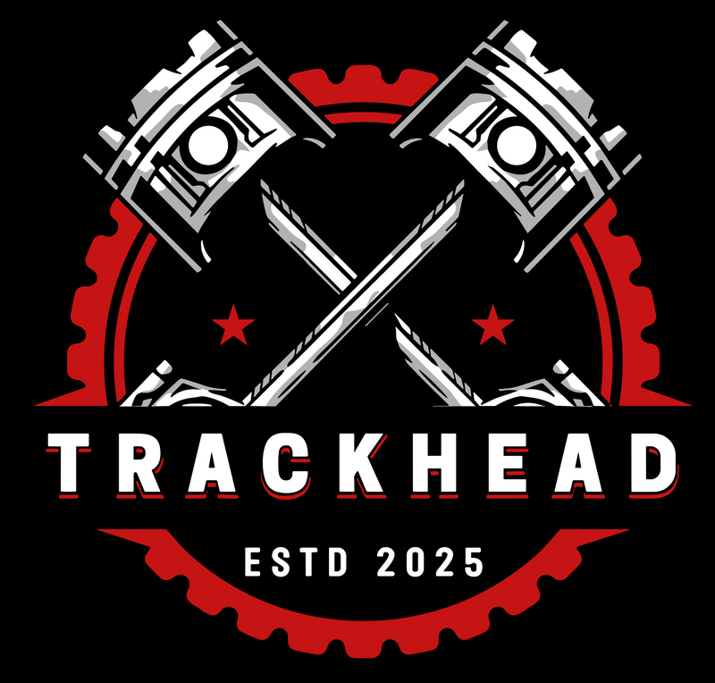 Track-Head JDM streetwear collection featuring car-inspired hoodies and motorsport apparel displayed on models in a garage setting, promoting the new automotive clothing brand launched by Kunai.