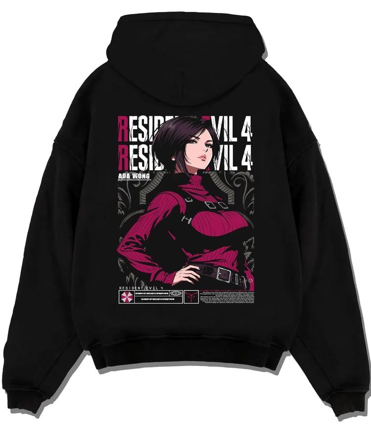 Black hoodie flat back view showing Ada Wong from Resident Evil: Resident Evil 4
