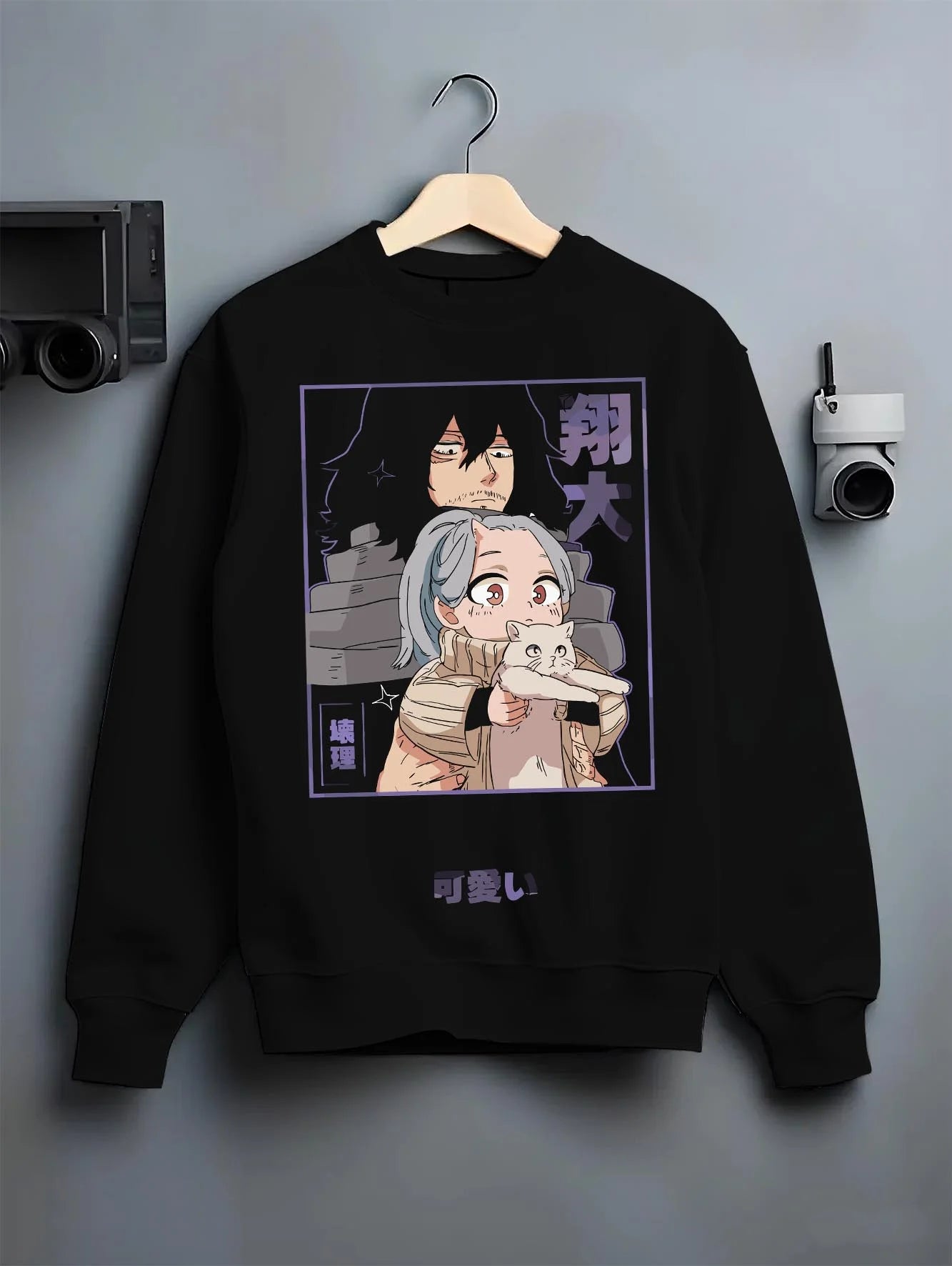 Black T-shirt laid flat with natural folds with Ryuk Hoodie Death Note Retro Anime Shinigami Poster graphic premium wear.