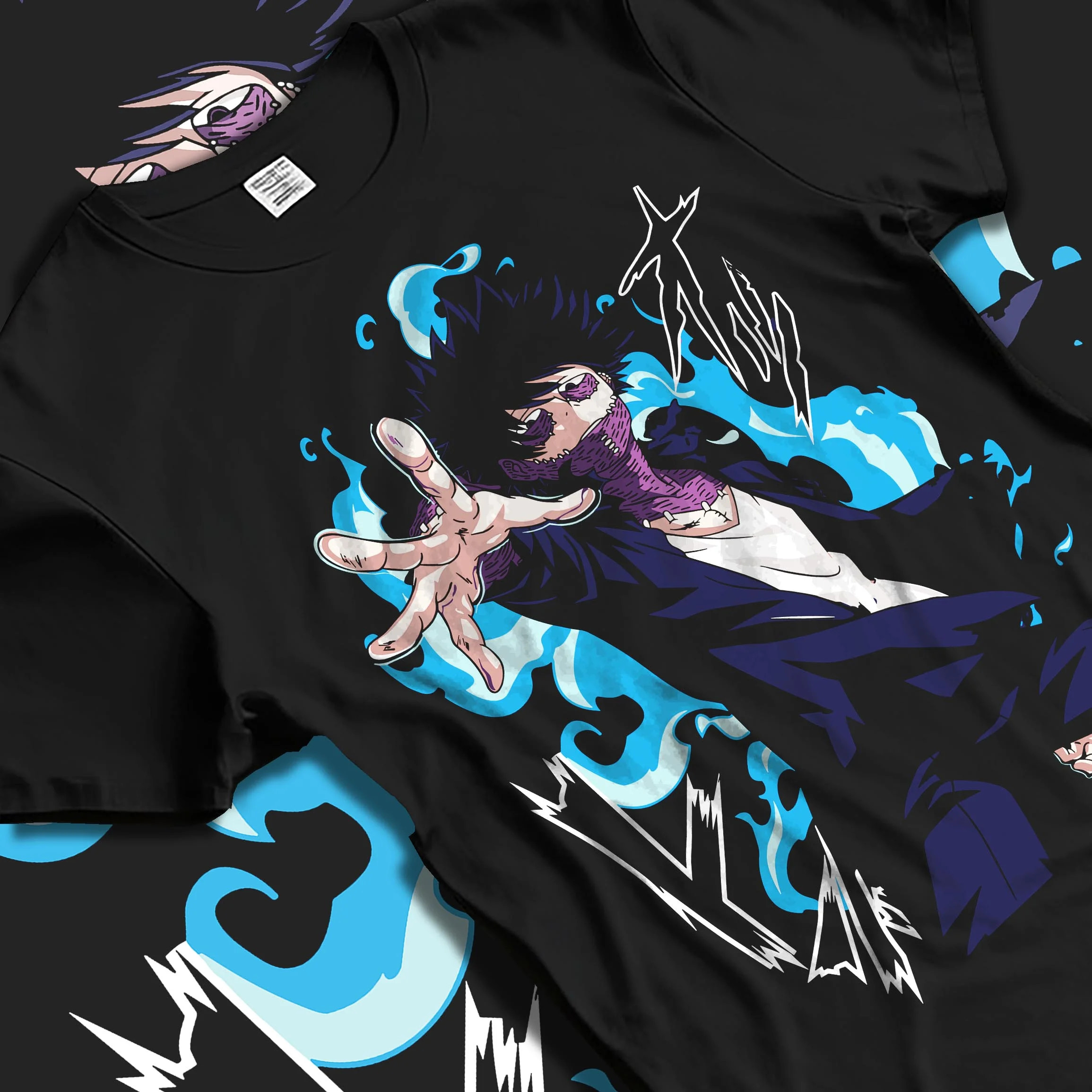 Black T-shirt laid flat with natural folds with My Hero Academia All Might Hoodie Muscle Form Jumper graphic streetwear graphic.