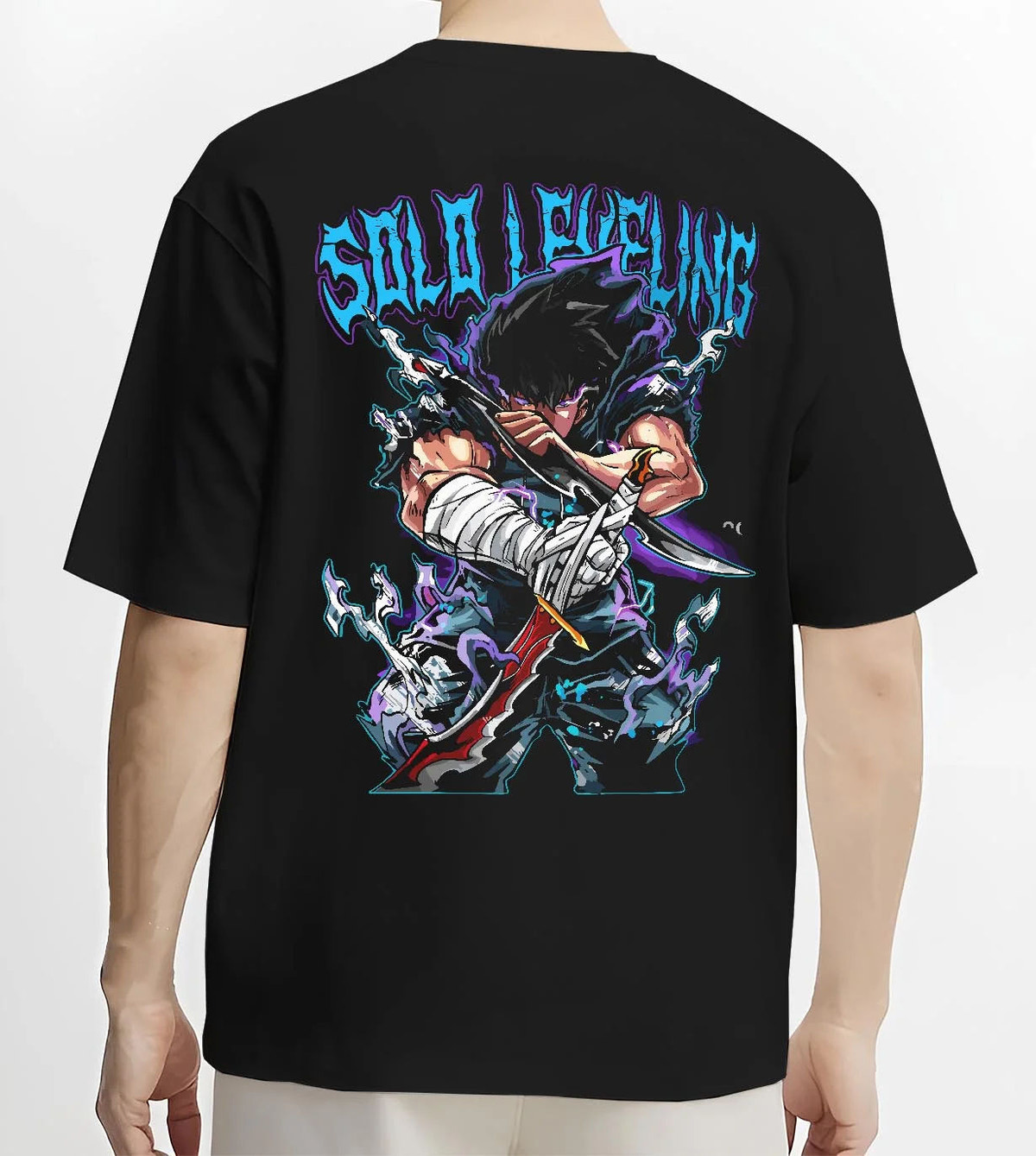 Black T-shirt worn by male model from the back featuring Amestris Army Fullmetal Alchemist power artwork.
