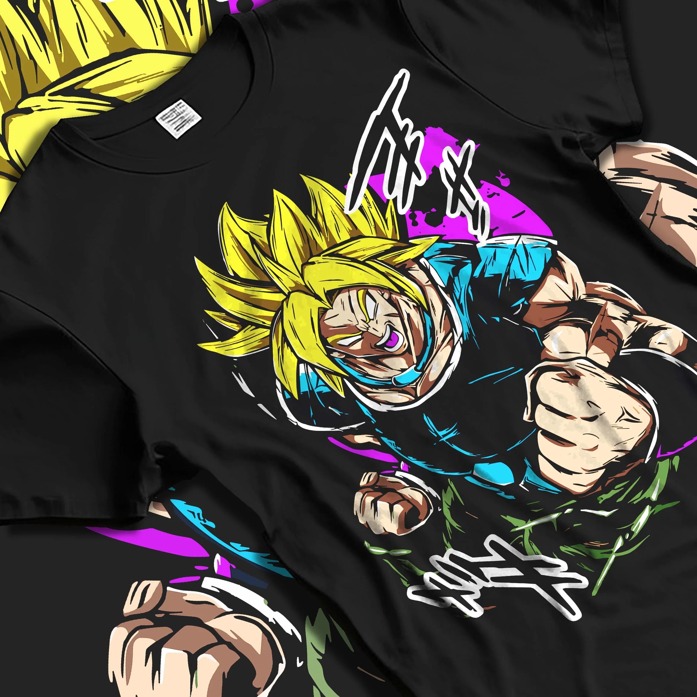 Black T-shirt laid flat with natural folds with Broly Legendary Hoodie Dragon Ball Z Super Saiyan Rage graphic streetwear graphic.