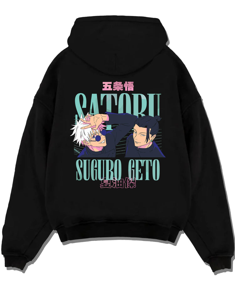 Black pullover hoodie laid flat with Jujutsu Kaisen Choso Hoodie Cursed Blood Anime Jumper graphic premium wear.