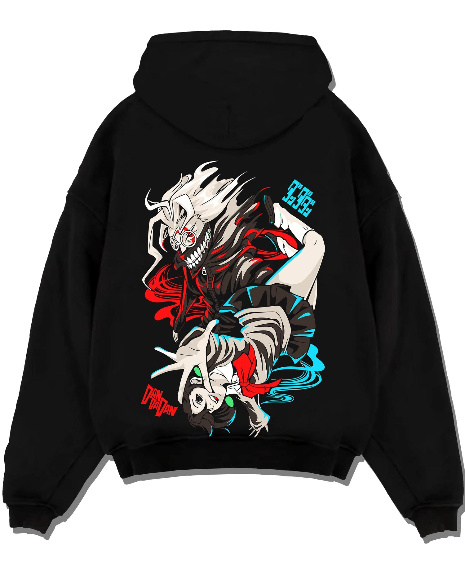 Black pullover hoodie laid flat with Jujutsu Kaisen Hoodie Yuji Itadori Choso Jumper graphic bold anime graphic.
