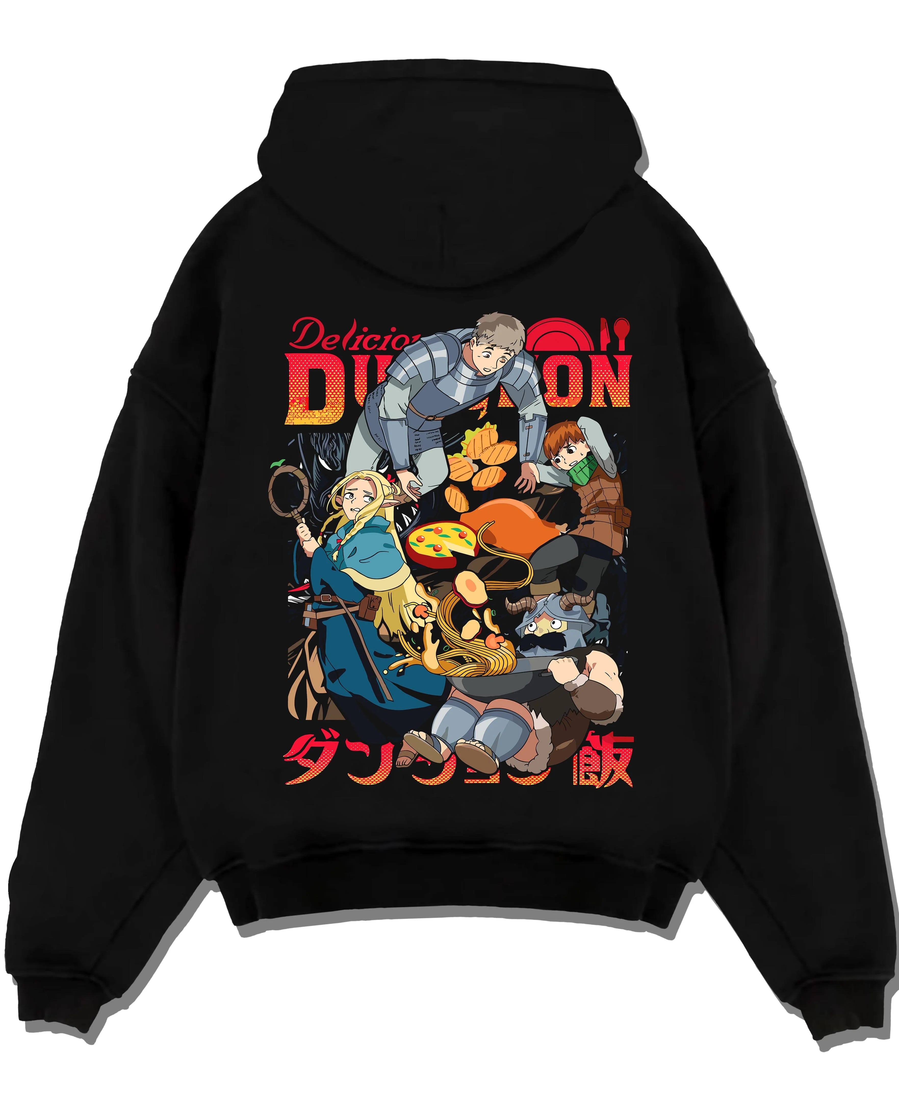 Black pullover hoodie laid flat with Devil May Cry Hoodie Dante Retro Stylish Demon Duo graphic Dante anime design.