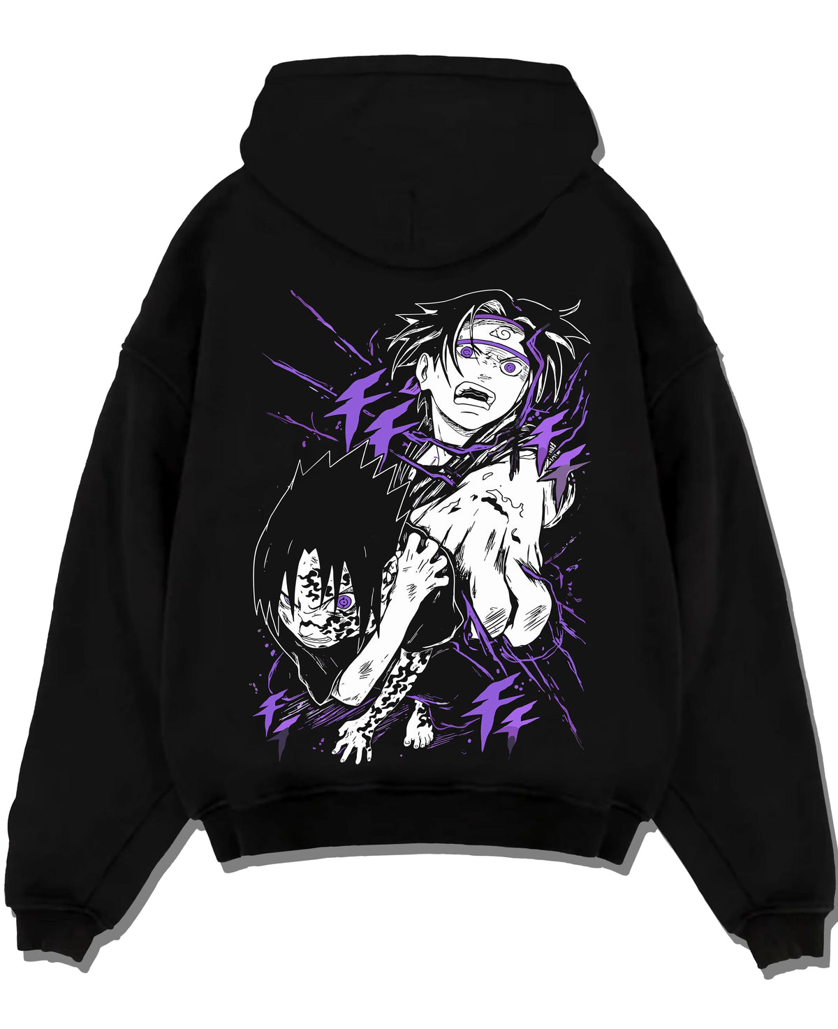 Black hoodie laid flat featuring Mahito Jujutsu Kaisen distorted soul artwork.