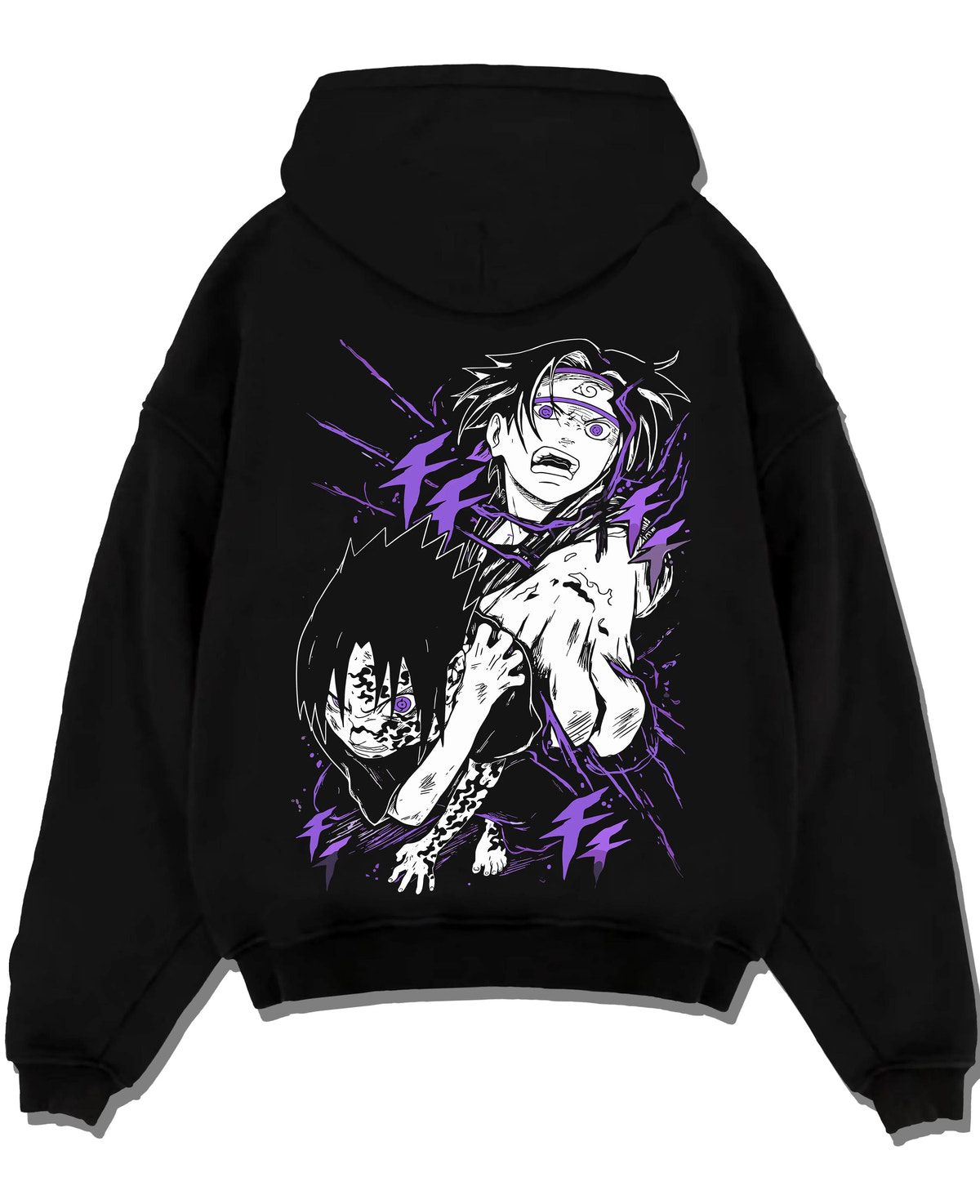 Black hoodie laid flat featuring Mahito Jujutsu Kaisen distorted soul artwork.