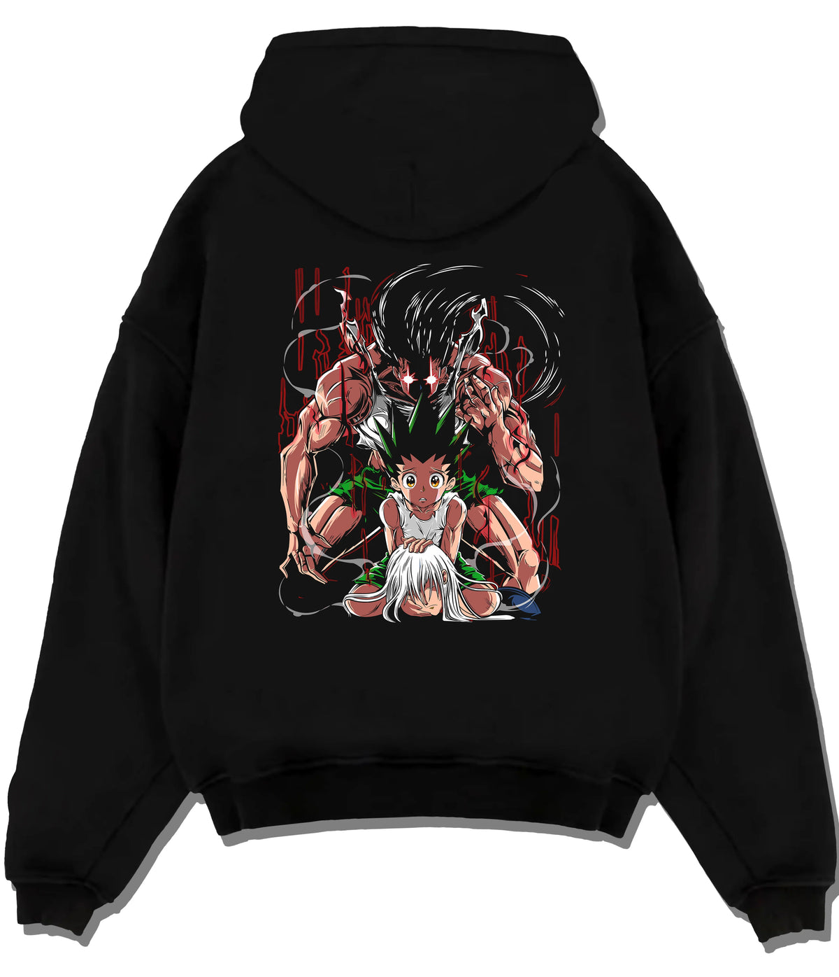 Black hoodie flat back view showing Gon Freecss and Killua Zoldyck from Hunter x Hunter: awakening montage
