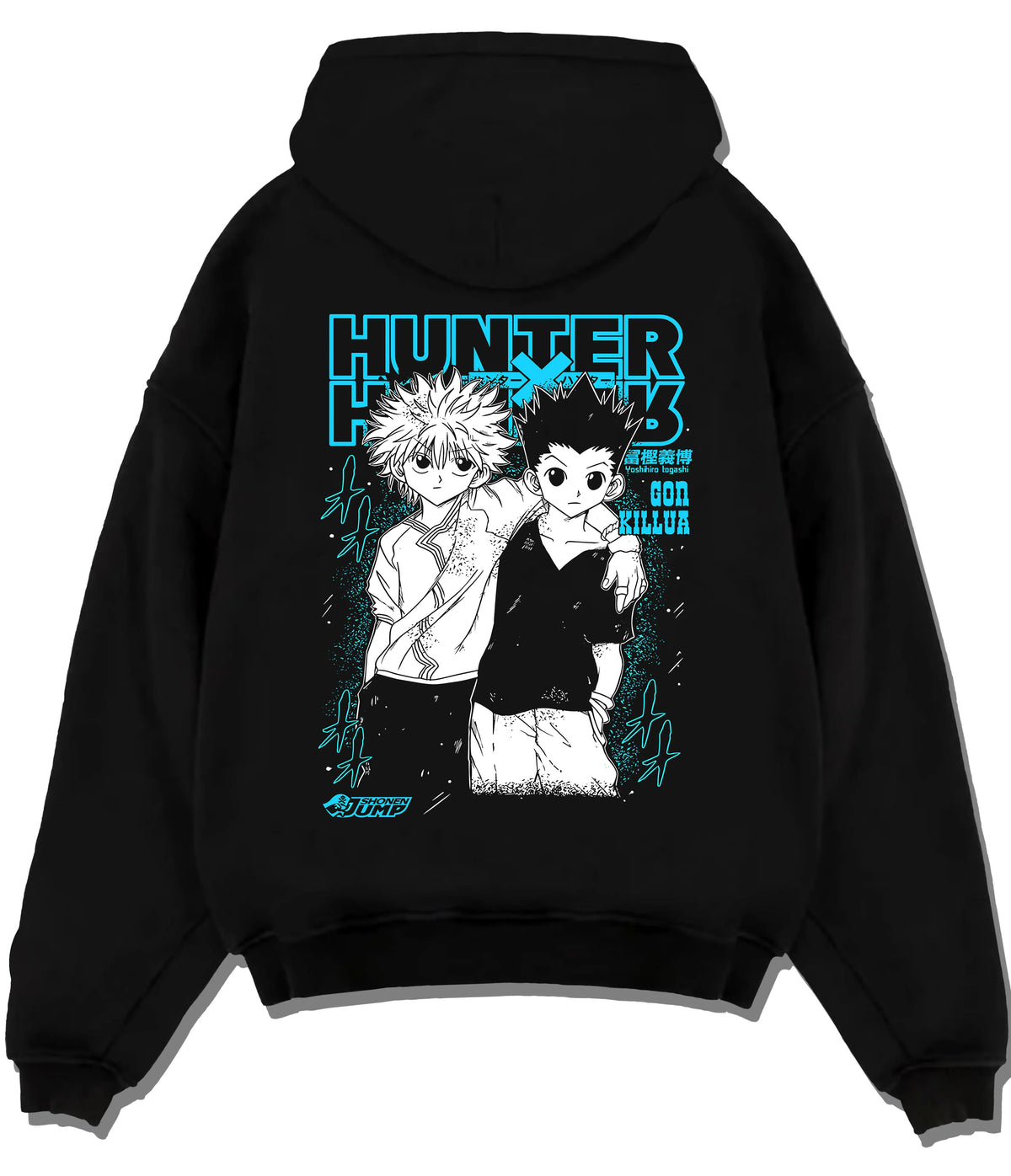 Black hoodie flat back view showing Gon Freecss and Killua Zoldyck from Hunter x Hunter: duo