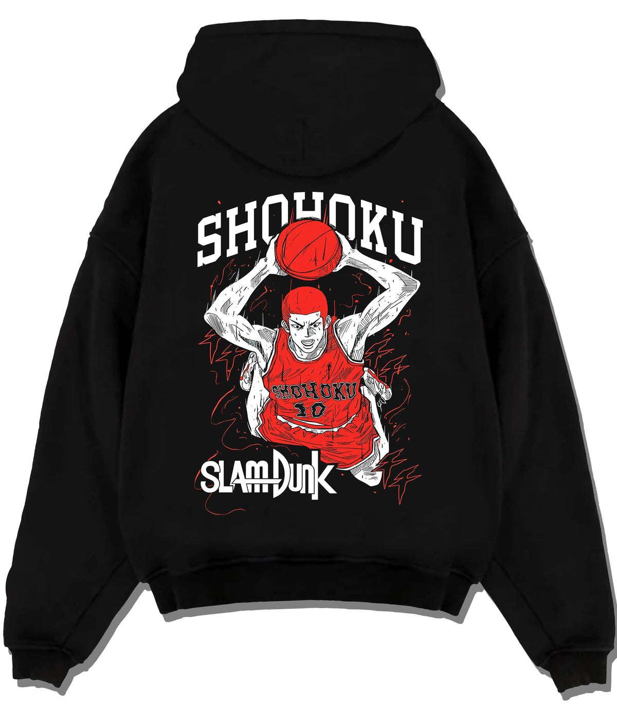 Black hoodie flat back view showing Hanamichi Sakuragi from Slam Dunk: Shohoku basketball poster