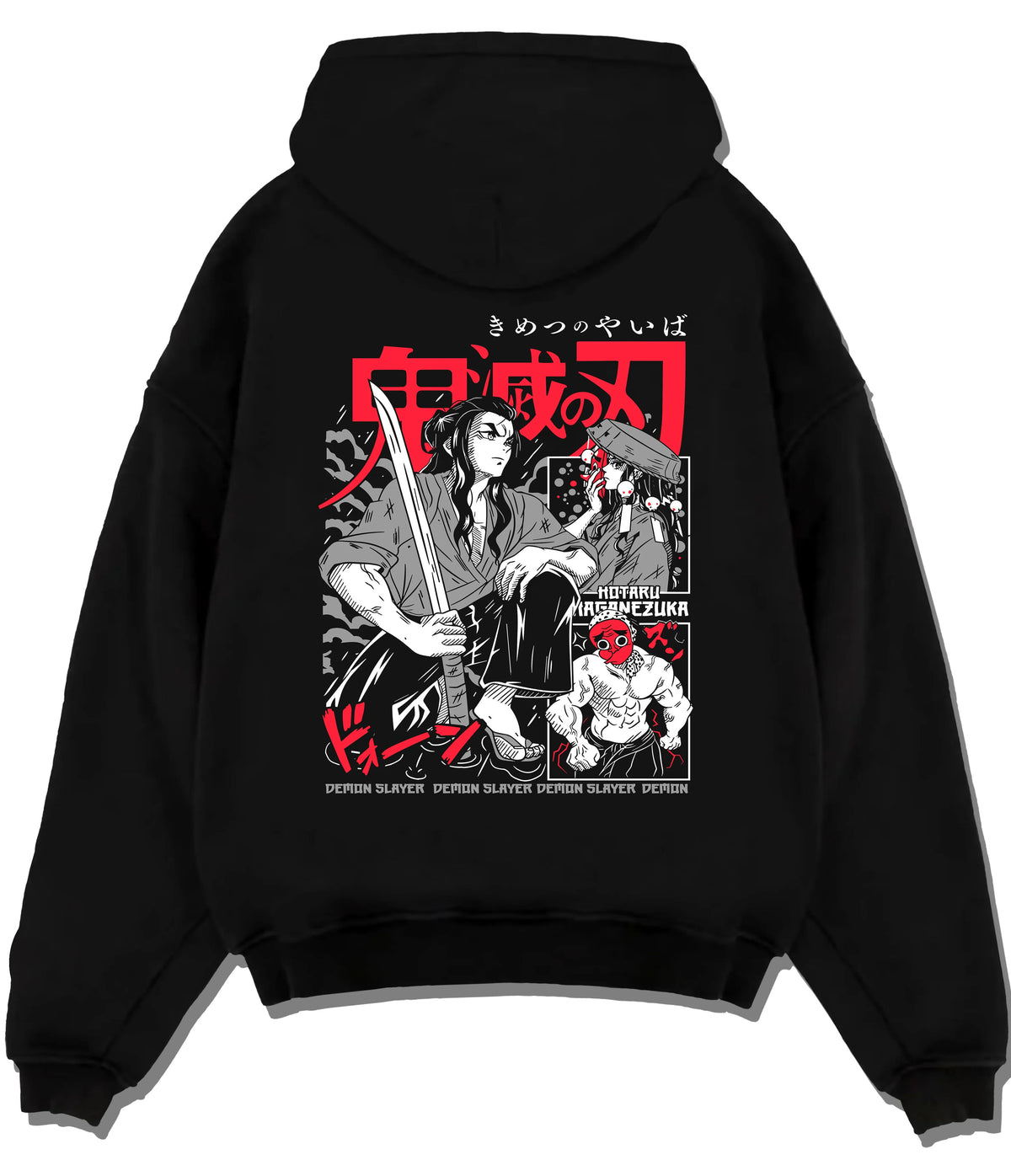 Black hoodie flat back view showing Hotaru Haganezuka from Demon Slayer: swordsmith portrait