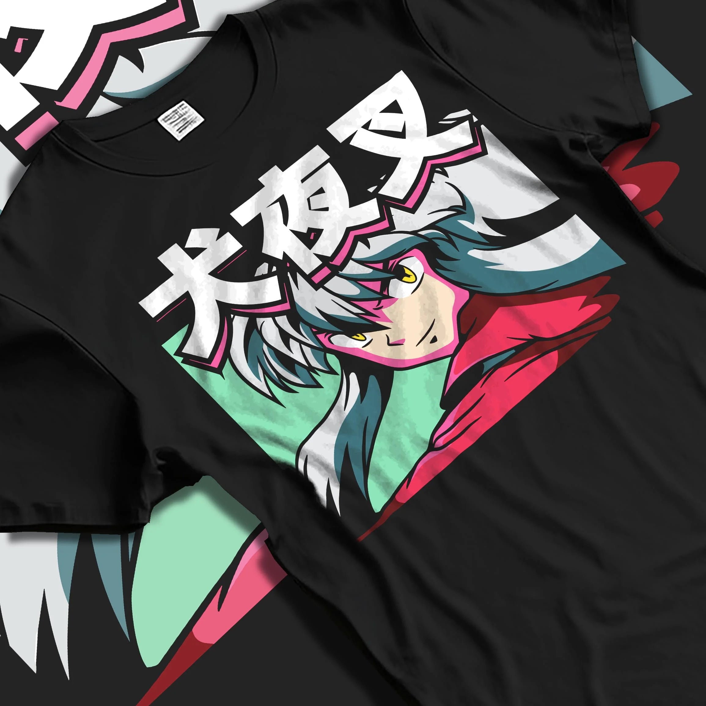 Black T-shirt laid flat with natural folds with Inuyasha Hoodie Inuyasha Fierce Demon Form Jumper graphic streetwear graphic.