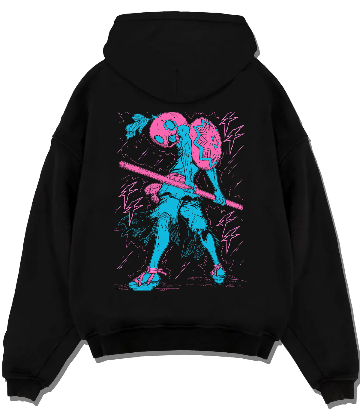 Suika holding a staff from Dr Stone, Kingdom of Science on flat back hoodie design