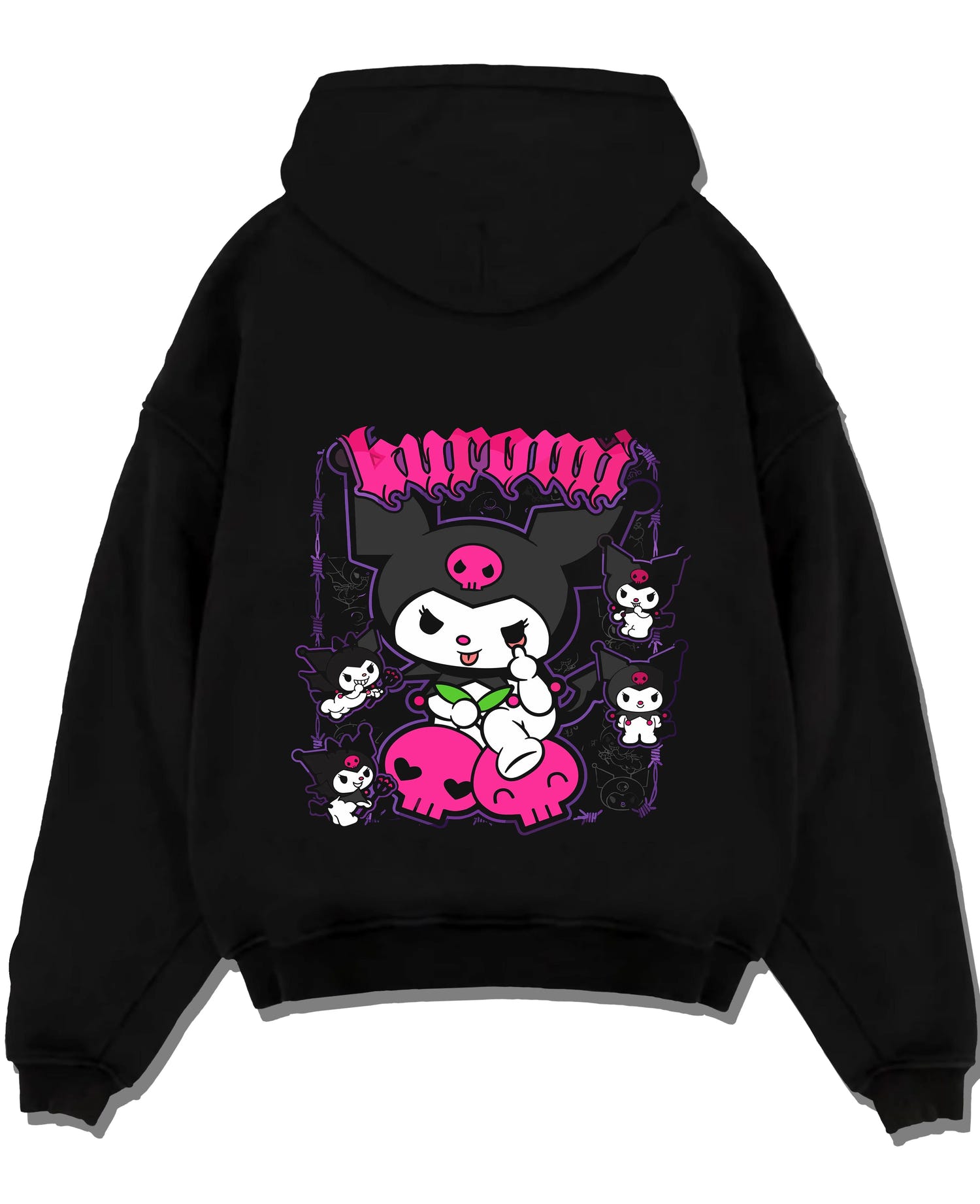 Black pullover hoodie laid flat with Kaiju No. 8 Kafka Hibino Beast Awakening Hoodie graphic bold anime graphic.