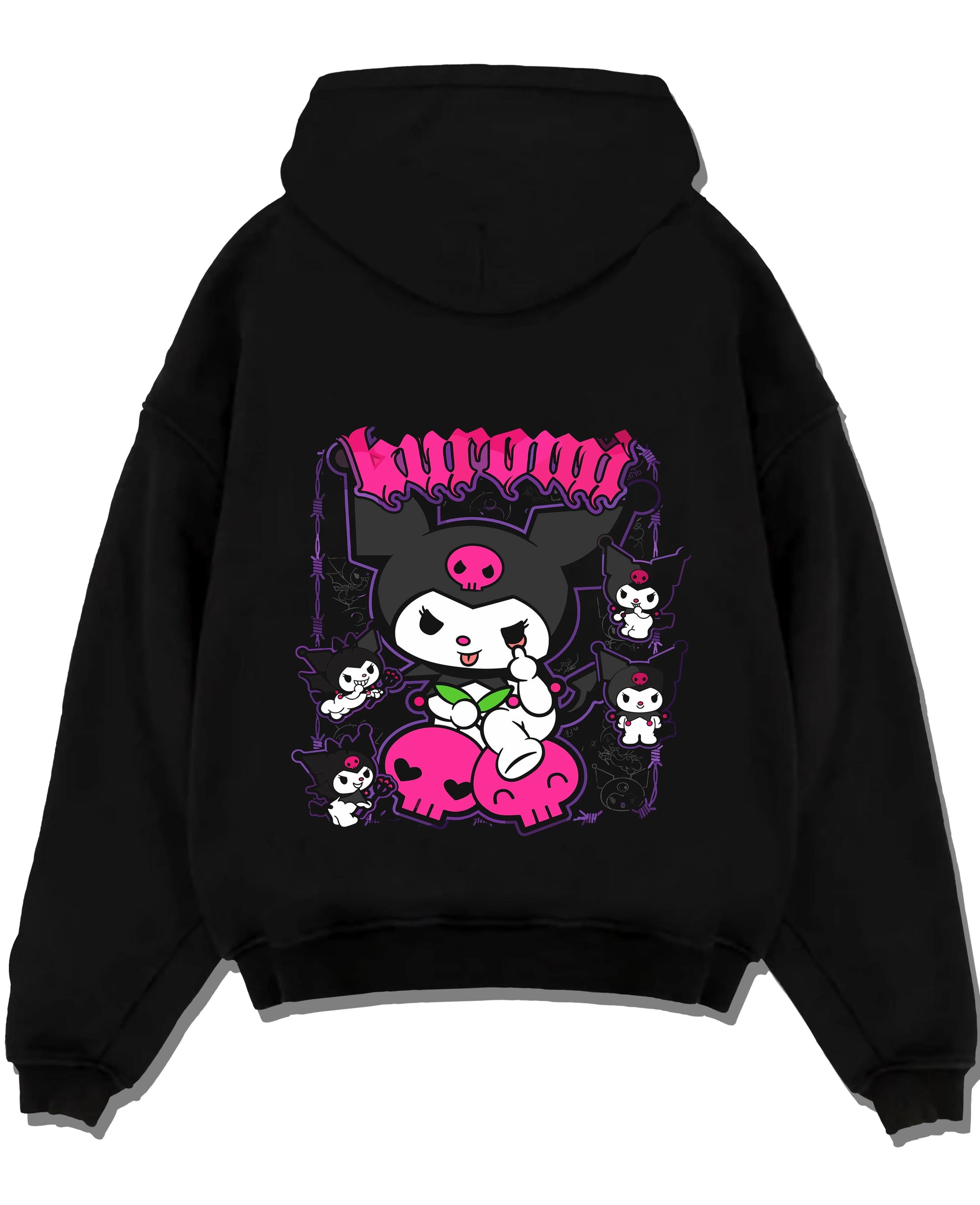 Black pullover hoodie laid flat with Kaiju No. 8 Kafka Hibino Beast Awakening Hoodie graphic bold anime graphic.