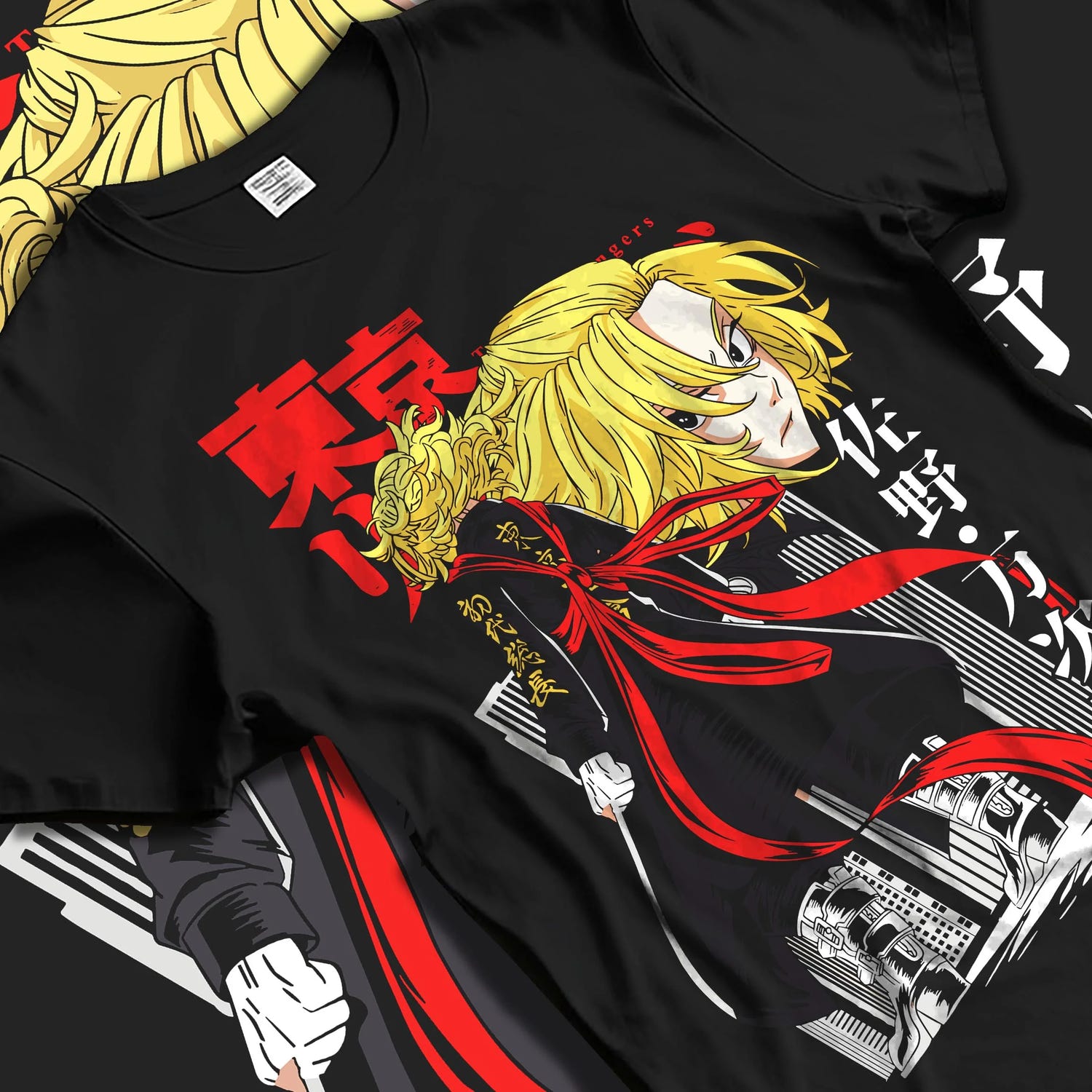 Black T-shirt laid flat with natural folds with Kaiju No. 8 Final Form Moment Hoodie Dynamic graphic bold anime graphic.
