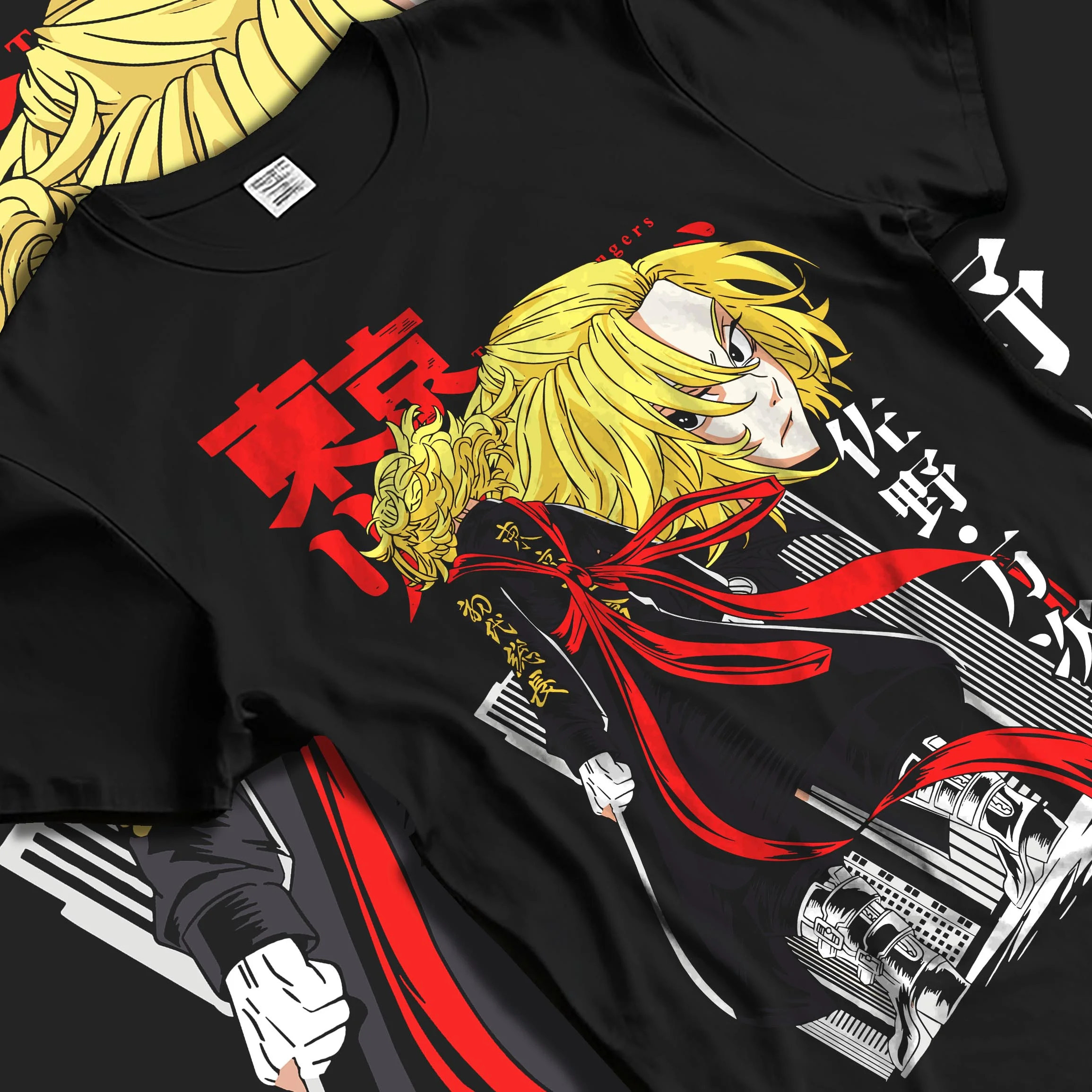 Black T-shirt laid flat with natural folds with Kaiju No. 8 Final Form Moment Hoodie Dynamic graphic bold anime graphic.