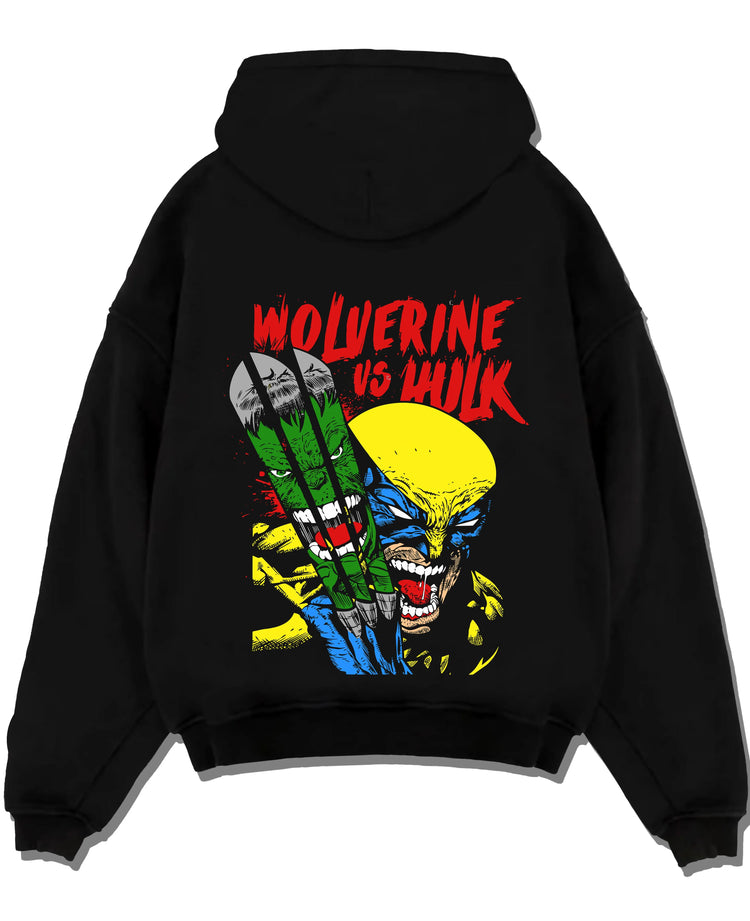 Black pullover hoodie laid flat with Demon Slayer Kokushibo Crescent Hoodie Upper Moon graphic bold anime graphic.