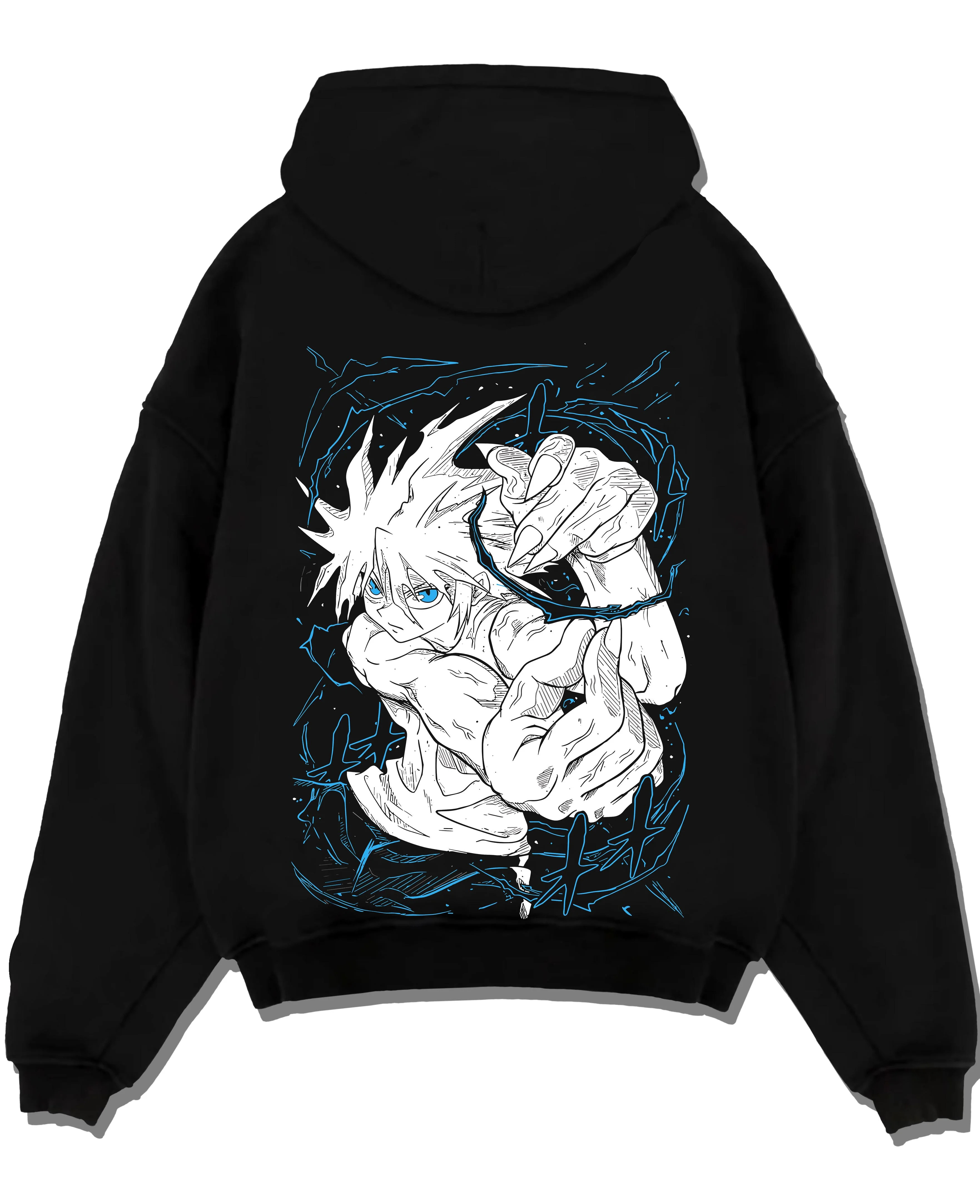 Black pullover hoodie laid flat with Chainsaw Man Aki Hayakawa Sword Spirit Hoodie graphic premium wear.