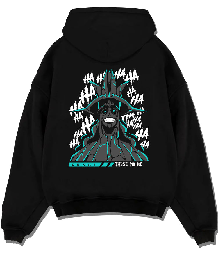 Smiling Statue of God from Solo Leveling Cartenon Temple on flat back hoodie design