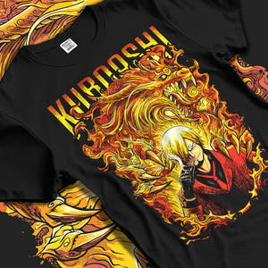 Black T-shirt laid flat with natural fabric folds, featuring Sanji Kuroashi One Piece fiery retro manga graphic with bold Japanese animation inspired artwork.