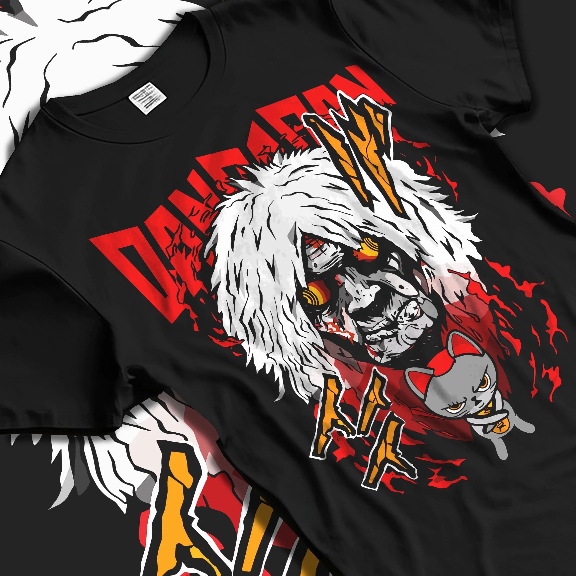 Black T-shirt laid flat with natural folds with Reiko Hoodie Dandadan Spirit Medium Anime Battle graphic Reiko anime design.