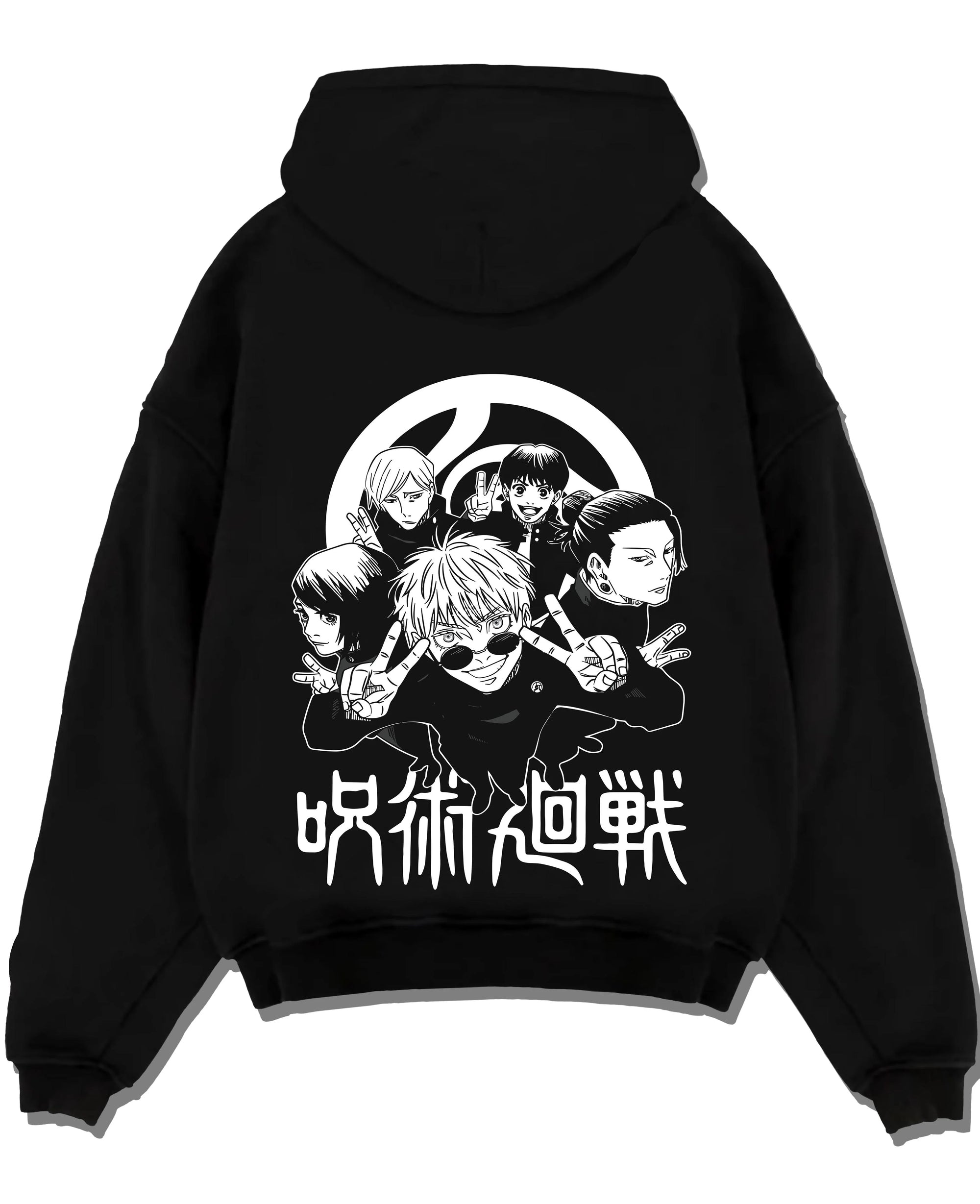 Black pullover hoodie laid flat with Toji Fushiguro Hoodie Jujutsu Kaisen Assassin Clan graphic premium wear.