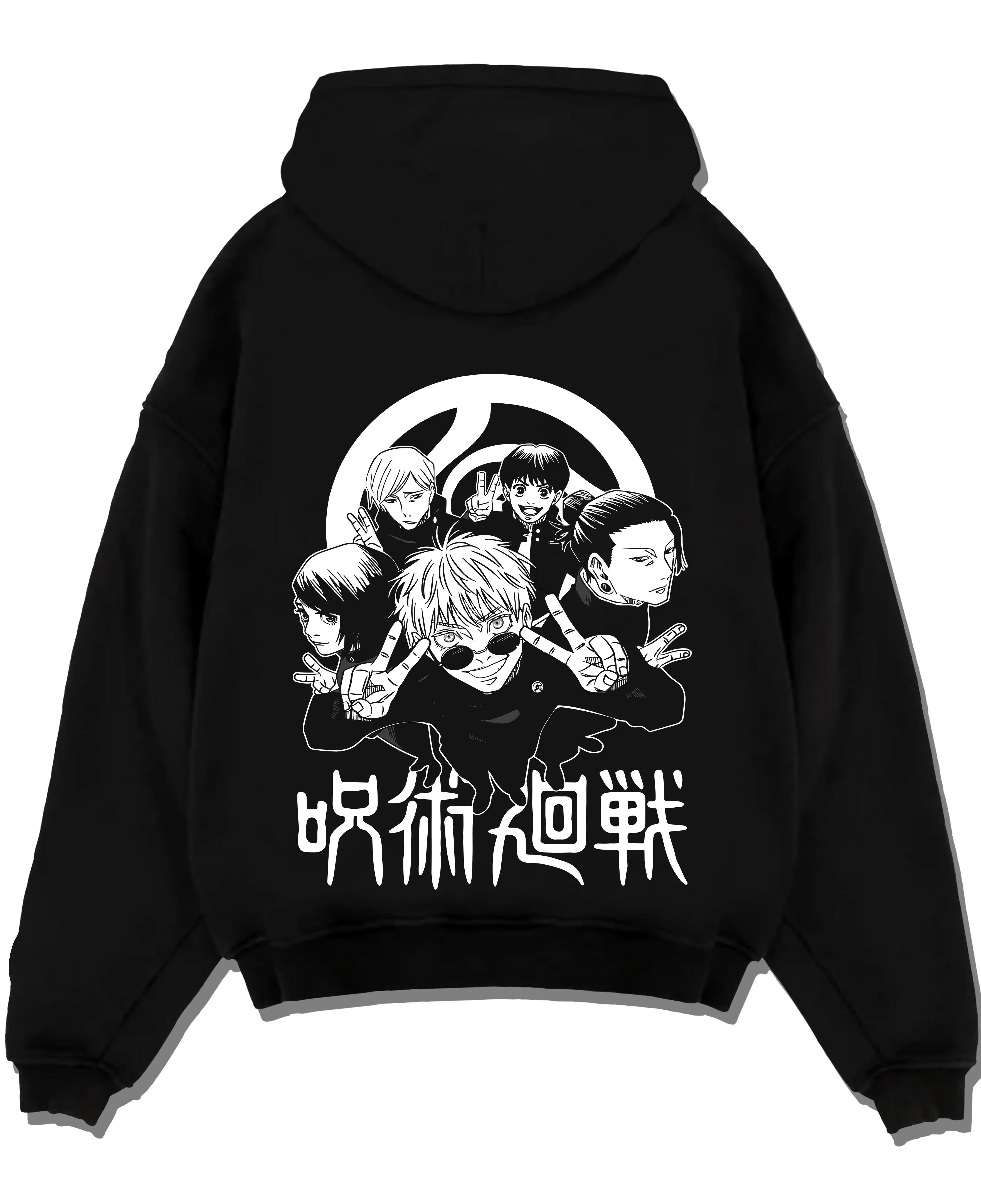 Black pullover hoodie laid flat with Toji Fushiguro Hoodie Jujutsu Kaisen Assassin Clan graphic premium wear.