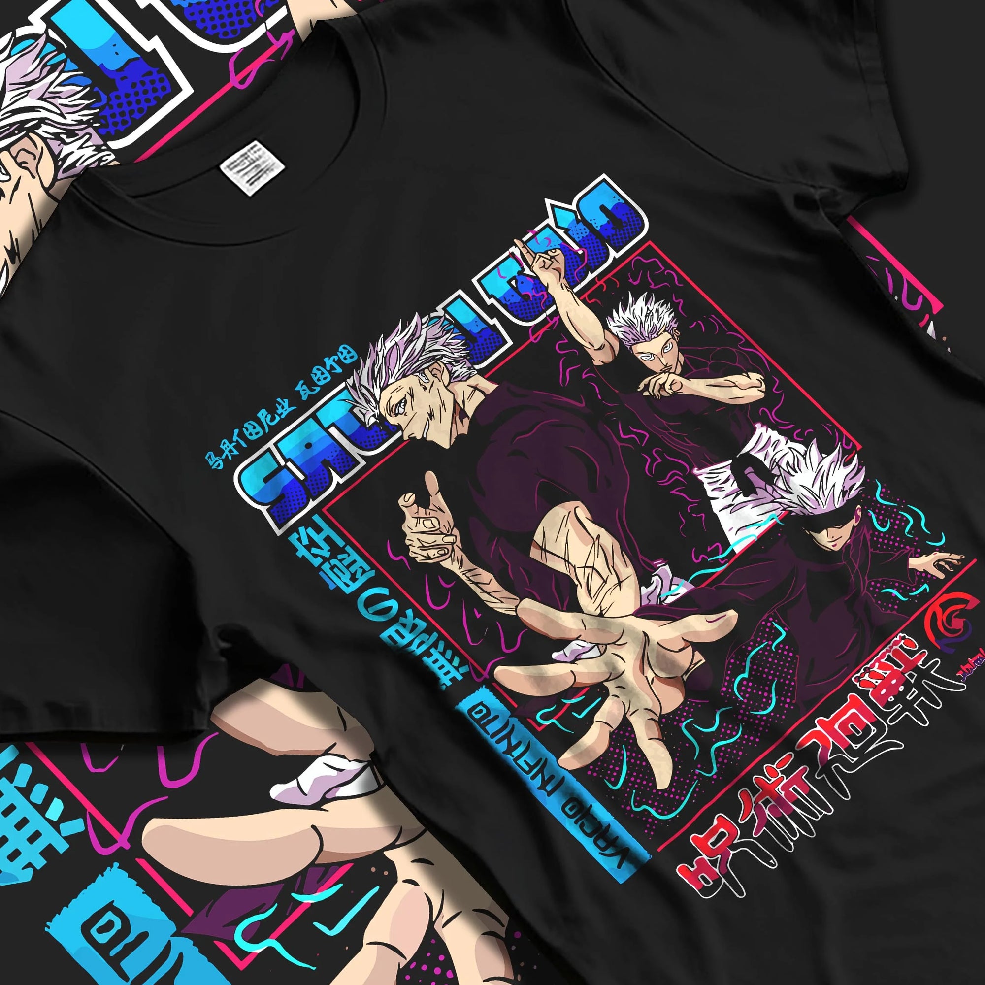 Black T-shirt laid flat with natural folds with Masamichi Yaga Hoodie Jujutsu Kaisen Principal graphic premium wear.