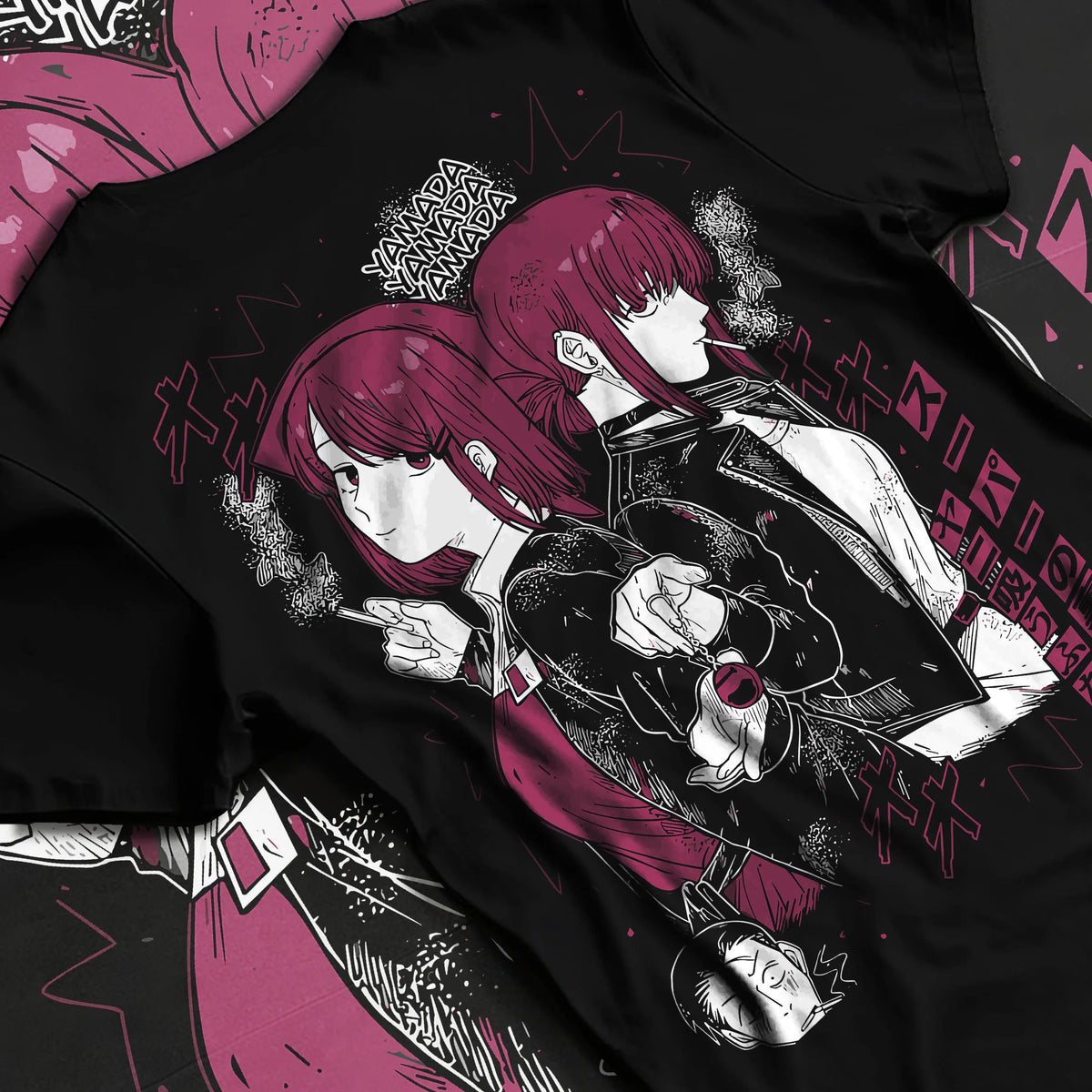 Black T-shirt flat back view showing Yamada / Tayama from Smoking Behind the Supermarket: Smoking Behind the Supermarket