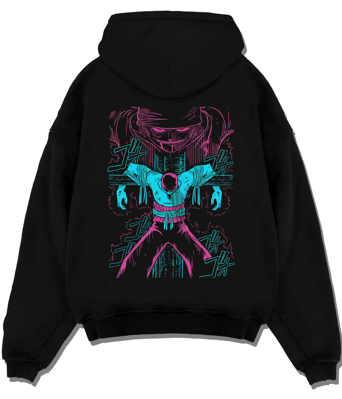 Roronoa Zoro facing execution in an early One Piece Shells Town scene on flat back hoodie design