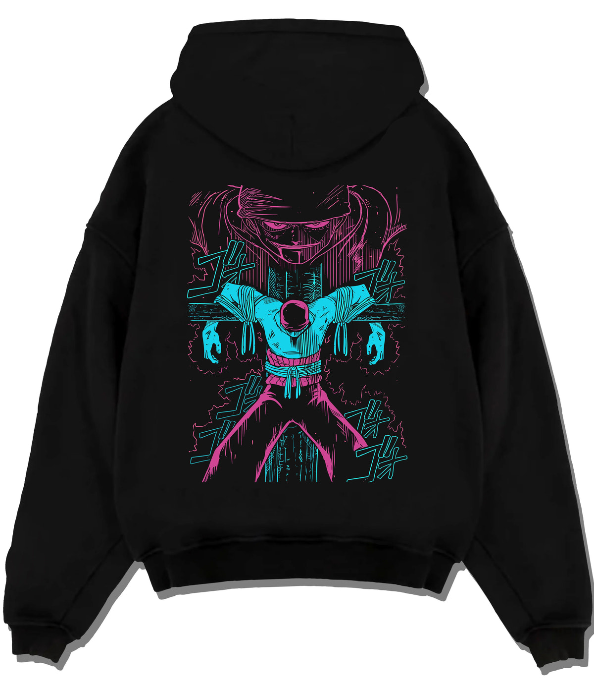 Roronoa Zoro facing execution in an early One Piece Shells Town scene on flat back hoodie design